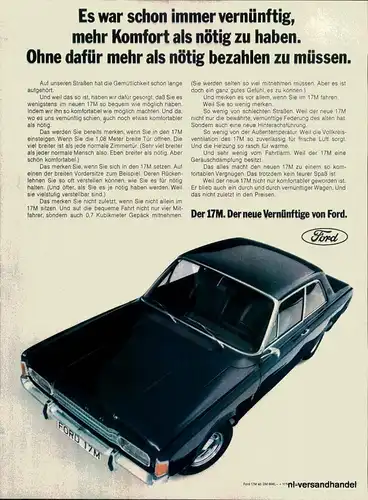 FORD-17M-2,3-1968-Reklame-Werbung-genuine Ad-La publicité-nl-Versandhandel