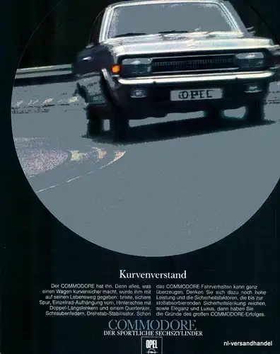 OPEL-COMMODORE-Reklame-68-Werbung-genuine Ad-La publicité-nl-Versandhandel