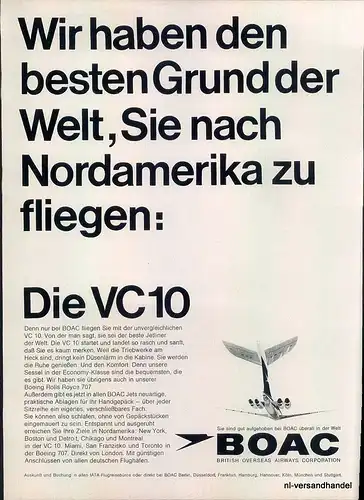BOAC-Air-VC10-1969-Reklame-Werbung-genuine Advert-La publicité-nl-Versandhandel