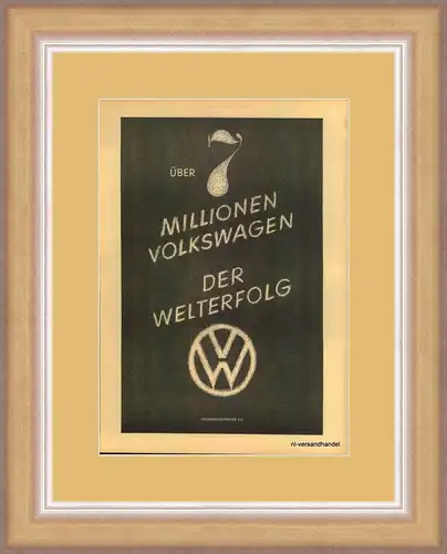 VW-MILLIONÄR-1964-RETRO-Reklame-Werbung-genuine Ad-La publicité-nl-Versandhandel