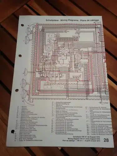 VW-411-Schaltpan-Wiring diagram-Plan de Cablage-08.1970-ORIGINAL