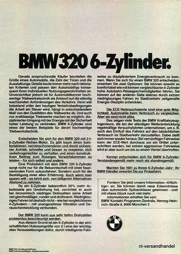 BMW-320-1981-Reklame-Werbung-genuine Ad-La publicité-nl-Versandhandel