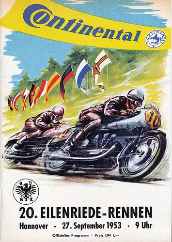 Programm - 20.  Eilenriede-Rennen - Hannover - September 1953 - nl-Versandhandel