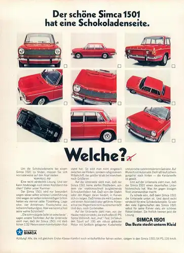 Simca-1501-1969-II-Reklame-Werbung-vintage print ad-Publicidad 