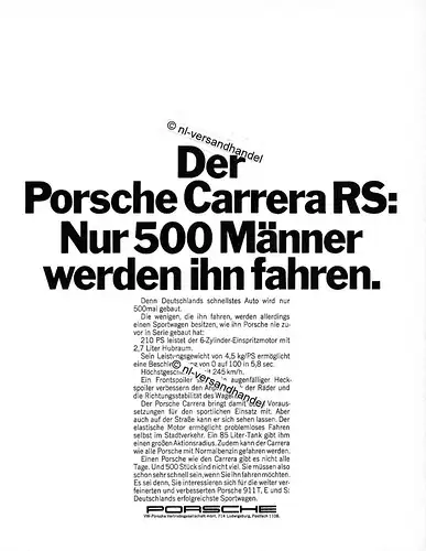 Porsche-CARRERA-RS-1972-Reklame-Werbung-genuine Advertising- nl-Versandhandel