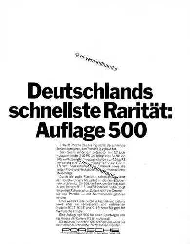Porsche-911CarreraRS-1972-Reklame-Werbung-genuine Advertising- nl-Versandhandel