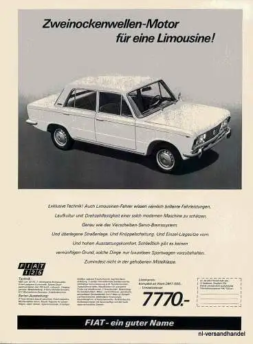 FIAT-125-LIMO-1968-Reklame-Werbung-genuine Advert-La publicité-nl-Versandhandel