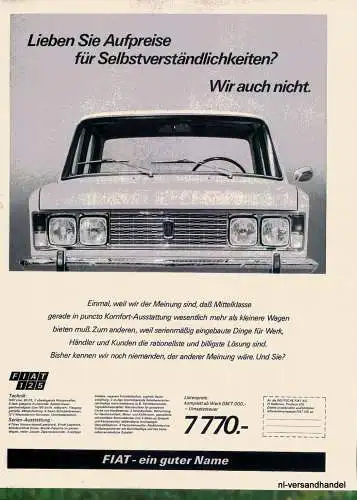 FIAT-125-1968-Reklame-Werbung-genuine Advert-La publicité-nl-Versandhandel