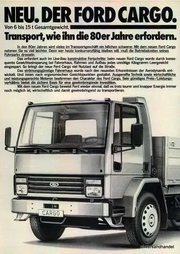 FORD-CARGO-1981-Reklame-Werbung-genuine Ad-La publicité-nl-Versandhandel