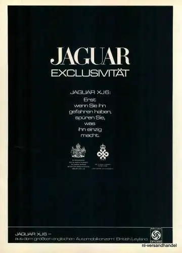 JAGUAR-XJ6-1971-Reklame-Werbung-genuine Advert-La publicité-nl-Versandhandel