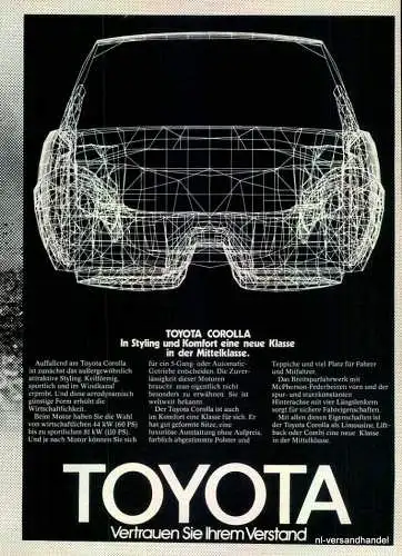 TOYOTA-COROLLA-3-1981-Reklame-Werbung-genuine Ad-La publicité-nl-Versandhandel