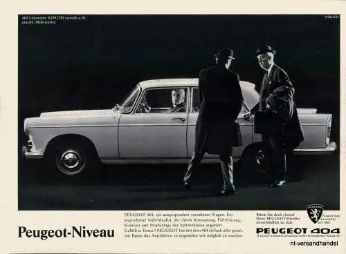 PEUGEOT-404-LIMO-68-Reklame-Werbung-genuine Advert-La publicité-nl-Versandhandel