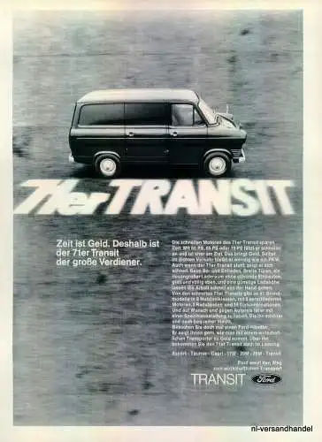 FORD-TRANSIT-1971-Reklame-Werbung-genuine Advert-La publicité-nl-Versandhandel