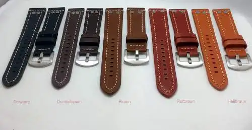 UHRENARMBAND ECHTLEDER IM VINTAGE LOOK FÜR FLIEGERUHREN 18mm-20mm-22mm-24mm