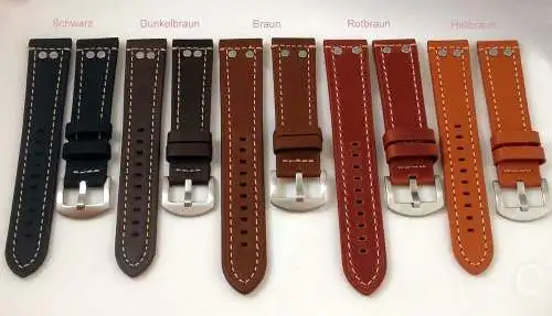 UHRENARMBAND ECHTLEDER IM VINTAGE LOOK FÜR FLIEGERUHREN 18mm-20mm-22mm-24mm