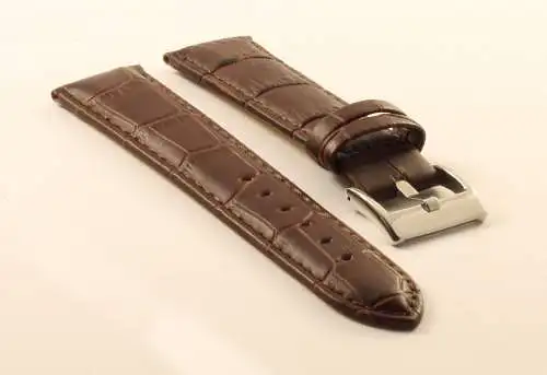 Uhrenarmband Krokoprägung-Braun-22mm-Watchstrap-CrocoGrainGenuineLeather-brown