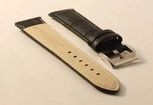 Uhrenarmband Krokoprägung-Braun-22mm-Watchstrap-CrocoGrainGenuineLeather-brown