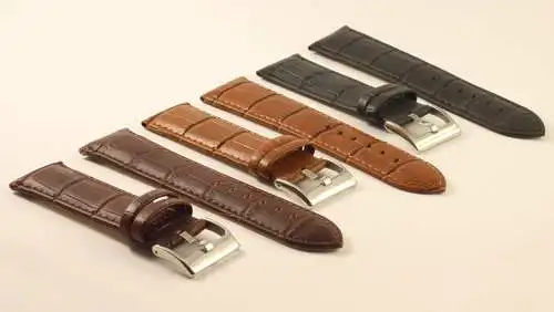 Uhrenarmband-Krokoprägung-24mm-Croco-Grain-Genuine Leather-black-brown