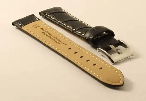 Uhrenarmband-Kroko-20mm-Schwarz-Kontrastnaht-Croco-Grain-black-ContrastStitching