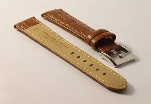 Uhrenarmband-Krokoprägung-Braun-18mm-Watchstrap-CrocoGrain-GenuineLeather-tan