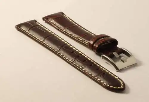 Uhrenarmband-Kroko-18mm-Braun-Kontrastnaht-Croco-Grain-Brown-Contrast-Stitching