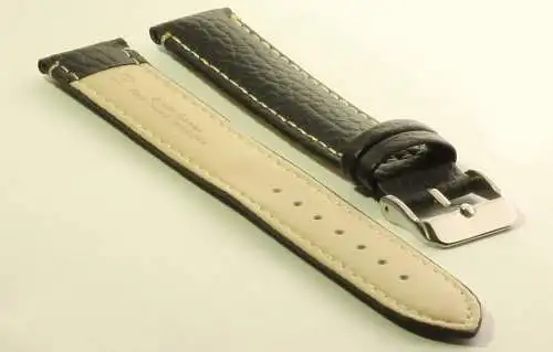 Bison-Leder-Uhrenarmband-Schwarz-18XLmm-Watchstrap-Buffalo Grained Leather-black