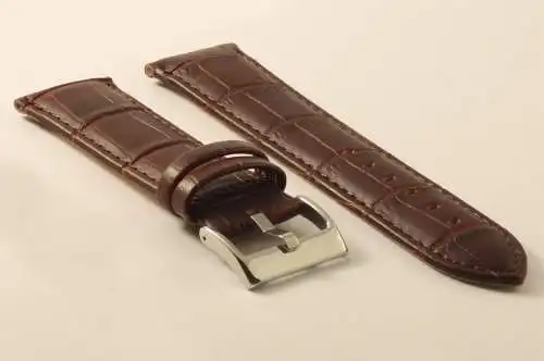 Uhrenarmband-Krokoprägung-Braun-24mm-Watchstrap-CrocoGrain-Genuine Leather-brown