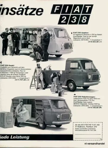 FIAT-238-AUTOBUS-1968-Reklame-Werbung-genuine Ad-La publicité-nl-Versandhandel 