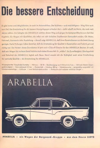 Borgward-Arabella-1960-Reklame-Werbung-vintage print ad-Publicidad 