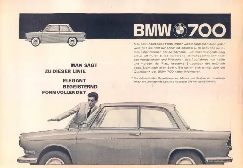 BMW-700-1960-IV-Reklame-Werbung-vintage print ad-Publicidad 
