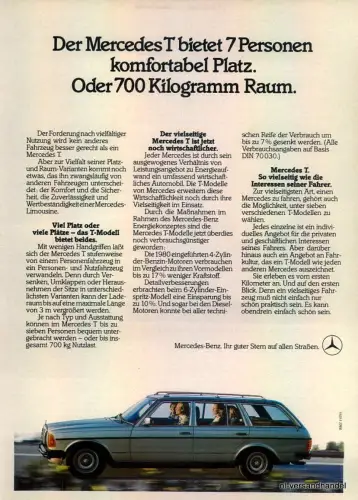 MERCEDES BENZ-T MODEL-1981-Reklame-Werbung-genuine Ad-La publicité-nl-Versand