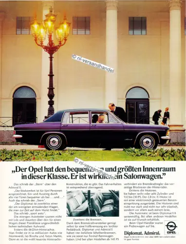 Opel-Admiral-E-1971-Reklame-Werbung-genuineAdvertising - nl-Versandhandel 