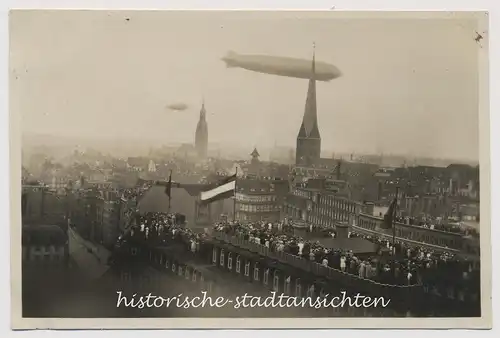 Hamburg - Graf Zeppelin LZ 127 Luftschiff Stadt -  Altes Foto 1929 1920er