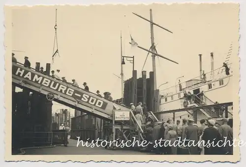 Hamburg - Reederei Hamburg-Süd Schiff Dampfer -"Einschiffung der Landratten" - Altes Foto 1936 1930er