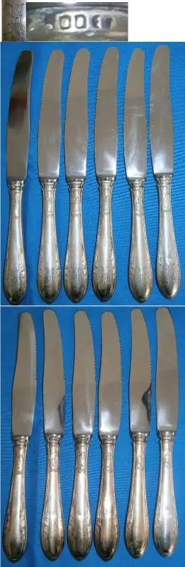 6 sehr schöne Messer aus 800 Silber 0