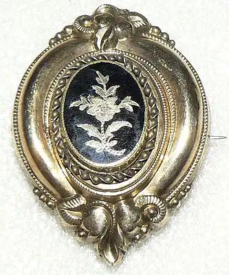 Biedermeier-Brosche aus Doublé mit Emaille,7,6 Gramm, (da2816)