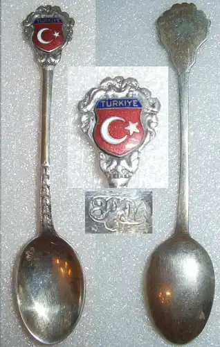 Toller Sammler-Löffel Türkei/Türkiye aus 800 Silber mit Wappen aus Emaille
