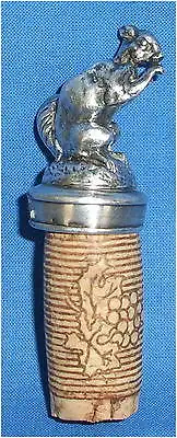 Flaschenkorken Christoffle, Eichörnchen, original alt sehr selten (da3489)