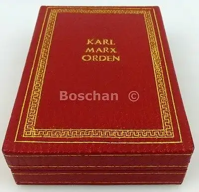 Karl Marx Orden Nummer 30 mit alten Etui in 900 er Gold von 1953 -1959 Band I 1a