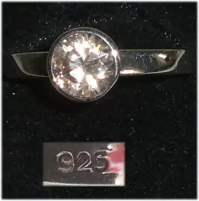 Ring aus 925er Silber mit Champagner-Kristall,  Gr. 54, Ø 17,2 mm  (da3697)