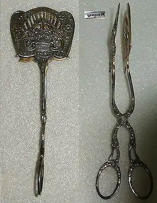 Sehr schöne Gründerzeit Gebäckzange Blumenkörbchen aus 800er Silber  (da4072)