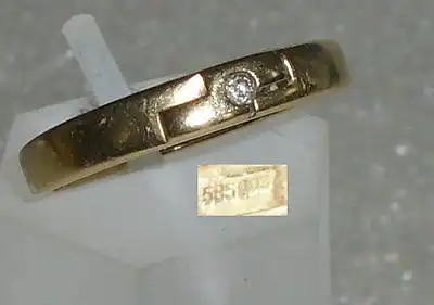Ring aus 585er Gold mit kleinem Diamant, Gr. 53 Ø 16,9 mm (da4135)