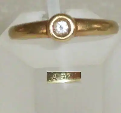 Ring aus 585er Gold mit Jade und 6 Diamanten, Gr. 60/Ø 19,1 mm  (da4156)