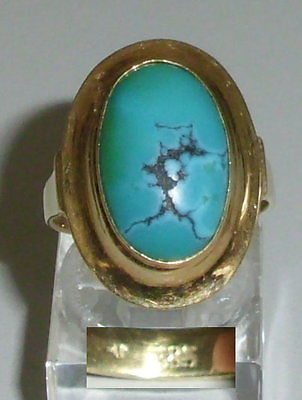 Toller Ring Aus 585er Gold Mit Turkis Gr 58 O 18 5 Mm Da4187 Nr Da4187 Oldthing Ringe