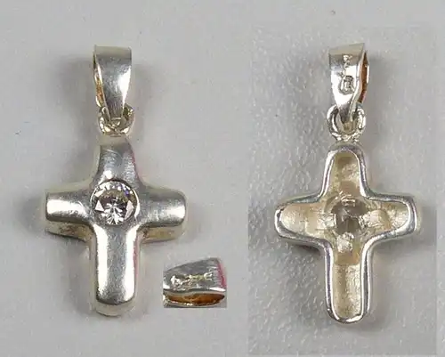 Kreuz-Anhänger aus 925er Silber mit Bergkristall   (da4641)