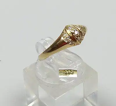 Toller alter Ring Gr. 54  aus 585 Gold mit weißen Steinen  (da4261)