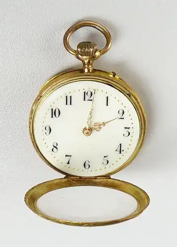 Damen-Taschenuhr aus 585er Gold mit Zylinderwerk, original alt um 1900 (da4754)