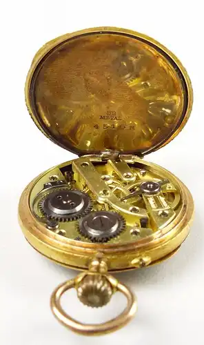 Damen-Taschenuhr aus 585er Gold mit Zylinderwerk, original alt um 1900 (da4754)