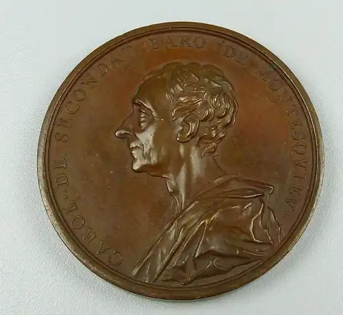 Bronze-Medaille CAROL de Secondat, Baron de Montesquieu signiert 1753 (da4846)