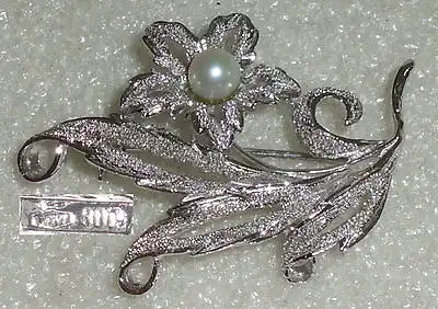 Tolle alte Brosche aus 800er Silber mit Perle (da3604)